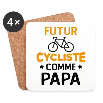 Futur cycliste comme papa - Dessous de verre (lot de 4) - blanc - Devant