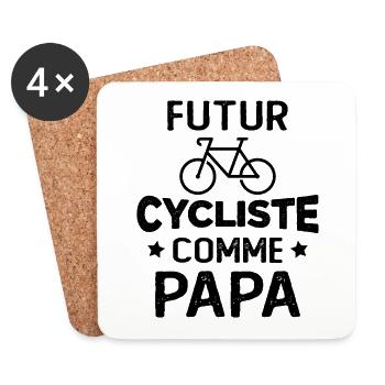 Futur cycliste comme papa - Dessous de verre (lot de 4) - blanc - Devant