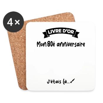 Cadeau drôle 80e Anniversaire Livre D'or - Dessous de verre (lot de 4) - blanc - Devant