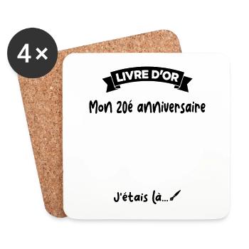 Cadeau drôle 20e Anniversaire Livre D'or - Dessous de verre (lot de 4) - blanc - Devant