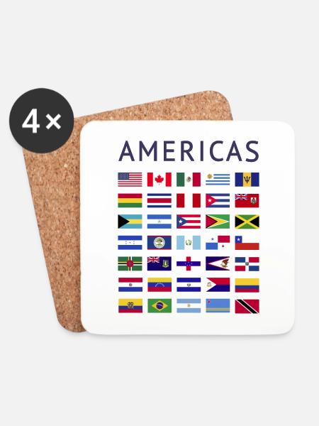Länderflaggen Amerika Nationalflaggen Amerikas - Untersetzer (4er-Set) - Weiß