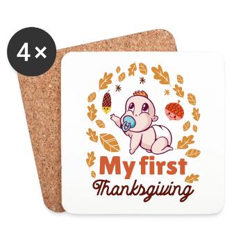 Mein erstes Thanksgiving - Untersetzer (4er-Set) - Weiß - Vorne