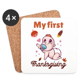 Mein erstes Thanksgiving - Untersetzer (4er-Set) - Weiß - Vorne