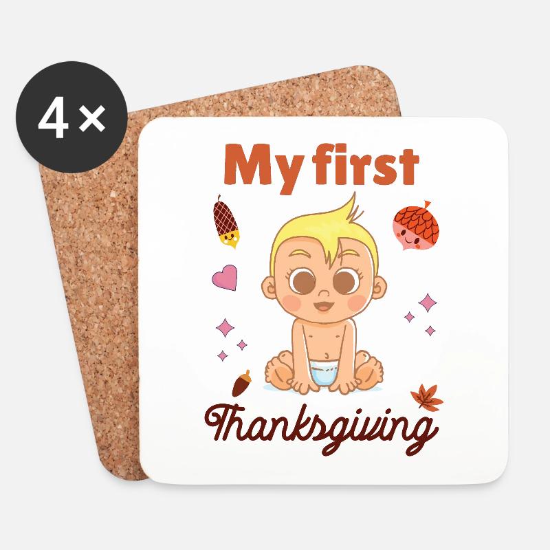 My first Thanksgiving - Coasters (set of 4) - white