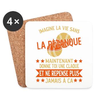 humour bouliste - imagine la vie sans la pétanque - Dessous de verre (lot de 4) - blanc - Devant