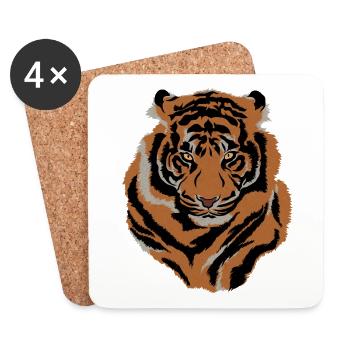Tiger Face Wild Life Creature Animal Tiger Lover - Coasters (set of 4) - white - Front