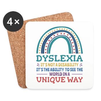 DysleDyslexie Conscience Dyslexique Dyslexique Dyslexique Dyslexique - Dessous de verre (lot de 4) - blanc - Devant