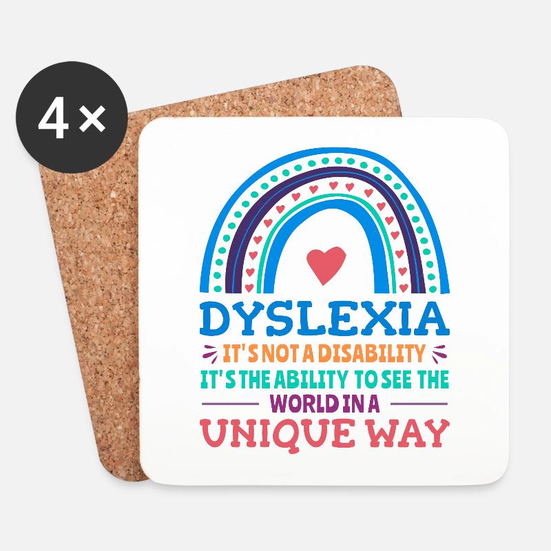 Dyslexia Awareness Dyslexic - Coasters (set of 4) - white