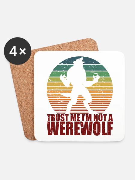 Spaß Scary Werwolf Retro Halloween Süßes oder Saures - Untersetzer (4er-Set) - Weiß