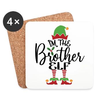 Bruder Elf Niedliches lustiges passendes Weihnachtskostüm - Untersetzer (4er-Set) - Weiß - Vorne