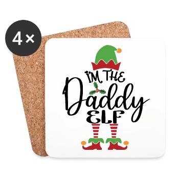 Papa Elf Niedliches lustiges passendes Weihnachtskostüm - Untersetzer (4er-Set) - Weiß - Vorne