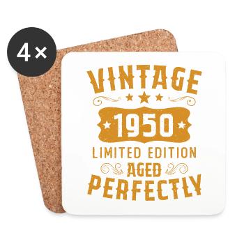 Vintage 1950 Limited Edition Aged Perfectly - Coasters (set of 4) - white - Front