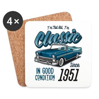 I'm Not Old I'm Classic Car Vintage Born In 1951 - Coasters (set of 4) - white - Front