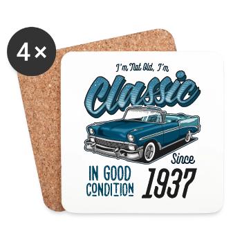 I'm Not Old I'm Classic Car Vintage Born In 1937 - Coasters (set of 4) - white - Front