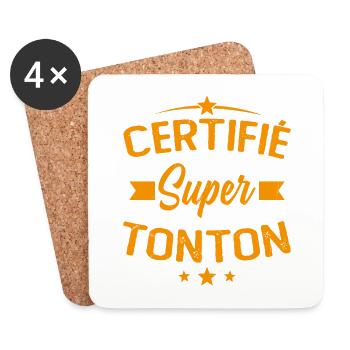 Certifié Super Tonton Humour Cadeau - Dessous de verre (lot de 4) - blanc - Devant