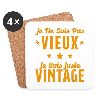 Je Ne suis Pas Vieux Je suis Juste Vintage - Dessous de verre (lot de 4) - blanc - Devant