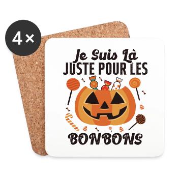 Là Juste Pour Les Bonbons Halloween Fête Horreur - Dessous de verre (lot de 4) - blanc - Devant