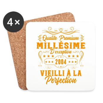 Cadeau D’anniversaire Vintage Millésime 2004 - Dessous de verre (lot de 4) - blanc - Devant