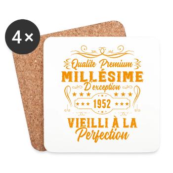 Cadeau D'anniversaire Vintage Millésime 1952 - Dessous de verre (lot de 4) - blanc - Devant
