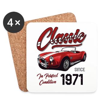 Ich bin nicht alt, ich bin Oldtimer Jahrgang Jahrgang 1971 - Untersetzer (4er-Set) - Weiß - Vorne