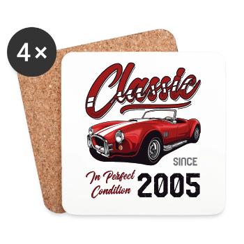 Ich bin nicht alt, ich bin Oldtimer Jahrgang Jahrgang 2005 - Untersetzer (4er-Set) - Weiß - Vorne