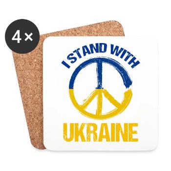 I Stand With Ukraine Peace Symbol Ukrainian - Coasters (set of 4) - white - Front