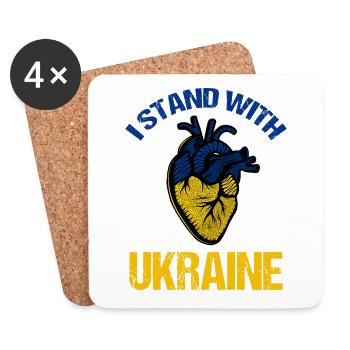 I Stand With Ukraine Flag Ukrainian - Coasters (set of 4) - white - Front