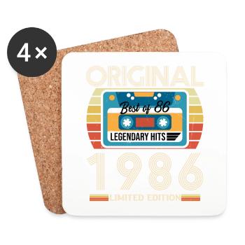 Vintage Birthday Gift 1986 Limited Edition - Coasters (set of 4) - white - Front