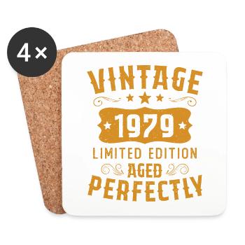Vintage 1979 Édition Limitée Cadeau D'anniversaire - Dessous de verre (lot de 4) - blanc - Devant