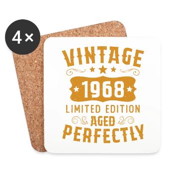 Vintage 1968 Édition Limitée Cadeau D'anniversaire - Dessous de verre (lot de 4) - blanc - Devant