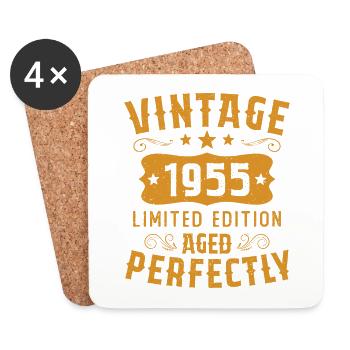 Vintage 1955 Limited Edition Geburtstagsgeschenk - Untersetzer (4er-Set) - Weiß - Vorne