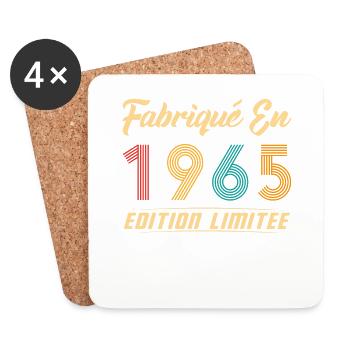 Fabriqué en 1965 Vintage Cadeau D'anniversaire - Dessous de verre (lot de 4) - blanc - Devant