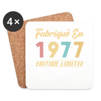 Fabriqué en 1977 Vintage cadeau d'anniversaire - Dessous de verre (lot de 4) - blanc - Devant