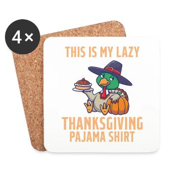 This Is My Lazy Thanksgiving Pajama Toddler Turkey - Dessous de verre (lot de 4) - blanc - Devant