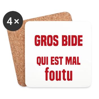 J'ai Pas Un Gros Bide Humour Cadeau - Dessous de verre (lot de 4) - blanc - Devant