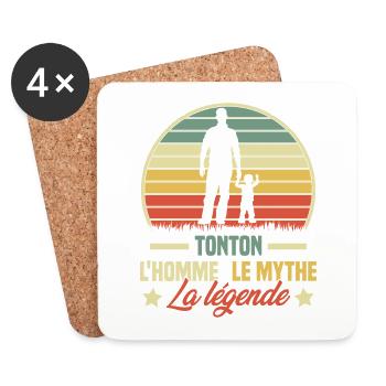 Tonton l'homme le mythe la légende Vintage Cadeau - Dessous de verre (lot de 4) - blanc - Devant