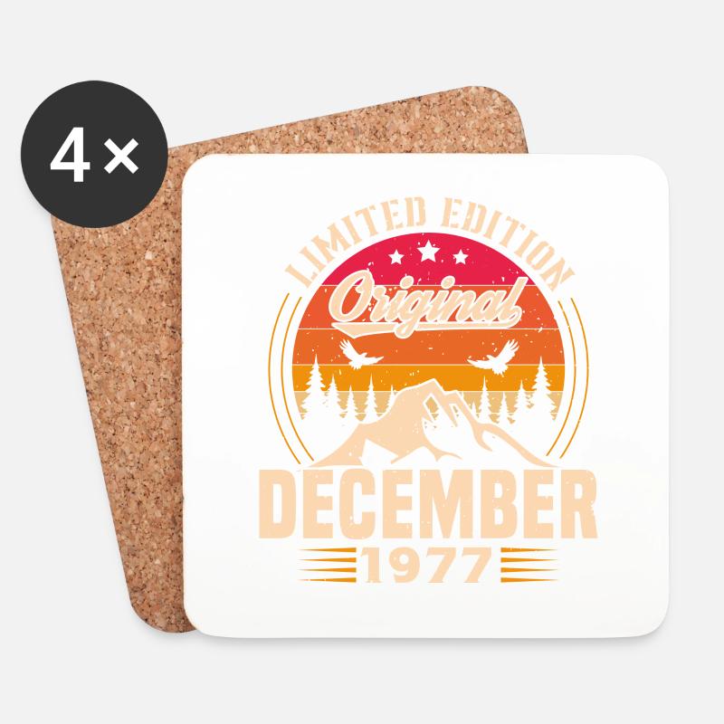 Geburtstagsgeschenk geboren im Dezember 1977 - Untersetzer (4er-Set) - Weiß