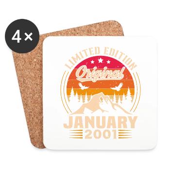 Birthday gift born in January 2001 - Coasters (set of 4) - white - Front