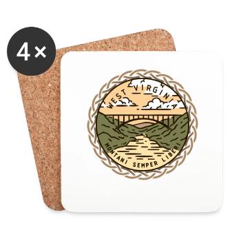 Virginie-Occidentale, États-Unis, Montani-Semper-Libéria - Dessous de verre (lot de 4) - blanc - Devant