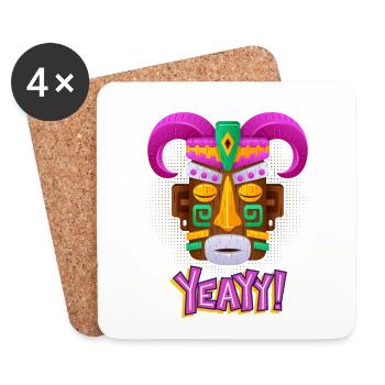 Azteken, Maya-Kultur, Tribal-Kultur Folklore-Maske - Untersetzer (4er-Set) - Weiß - Vorne