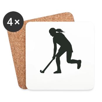 Hockey Player Silhouette Women Field Hockey - Coasters (set of 4) - white - Front