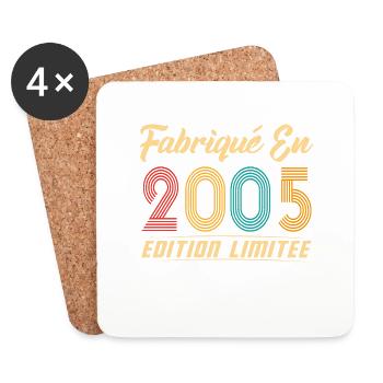Fabriqué en 2005 Vintage cadeau d'anniversaire - Dessous de verre (lot de 4) - blanc - Devant