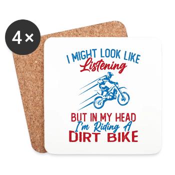 In meinem Kopf fahre ich Motorrad / Humor Motorrad - Untersetzer (4er-Set) - Weiß - Vorne