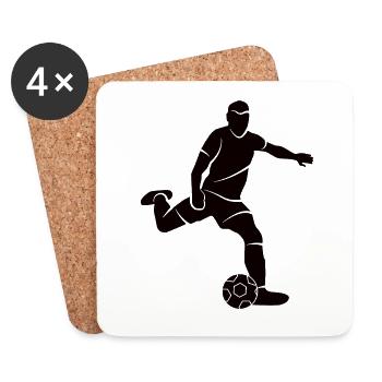 Football Silhouette Joueur de football Footballeur - Dessous de verre (lot de 4) - blanc - Devant