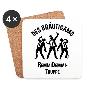 Des Bräutigams Remmidemmi-Truppe (JGA Bier Team B) - Untersetzer (4er-Set) - Weiß - Vorne