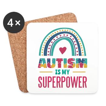 L’autisme est mon superpouvoir - Dessous de verre (lot de 4) - blanc - Devant