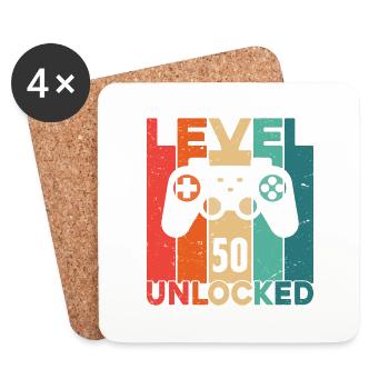 Level 50 Unlocked - Coasters (set of 4) - white - Front