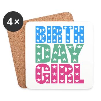 fille d’anniversaire - Dessous de verre (lot de 4) - blanc - Devant