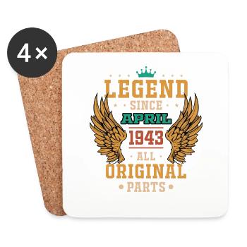 légende depuis avril 1943 cadeau d'anniversaire - Dessous de verre (lot de 4) - blanc - Devant