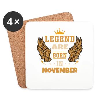 les légendes sont nées en novembre - Dessous de verre (lot de 4) - blanc - Devant